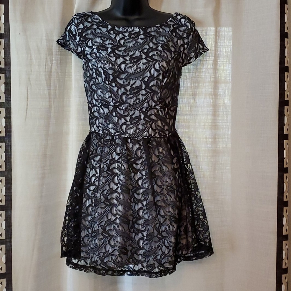 Baby Blue with Black Lace Dress